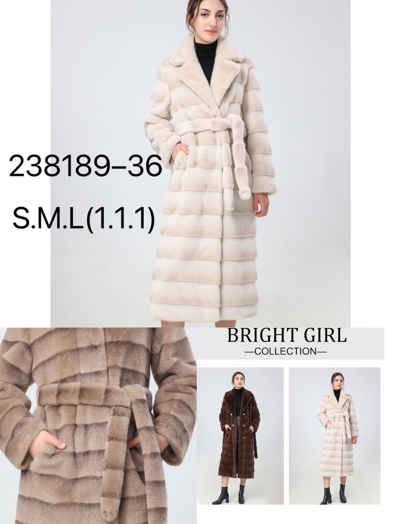 Coats 238189 Women s Long Faux Fur Coat with Belt of the brand J.L.J. offered by wholesaler J.L.J. GmbH. 1MODA B2B Fashion Platform